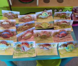 prezentacja prac plastycznych dzieci - park jurajski